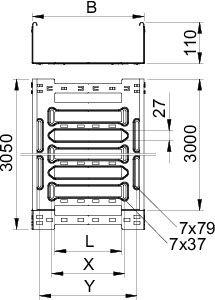 Лоток листовой перфорированный 200х110 L3050 нерж. сталь 1мм MKSM 120 VA4301 OBO 6059194