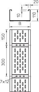 Лоток листовой перфорированный 600х110 L6000 сталь 2мм WKSG 160 FT OBO 6098157