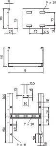 Лоток лестничный 600х110 L3000 сталь 1.5мм LG 116 VS 3 FT гор. оцинк. OBO 6216435