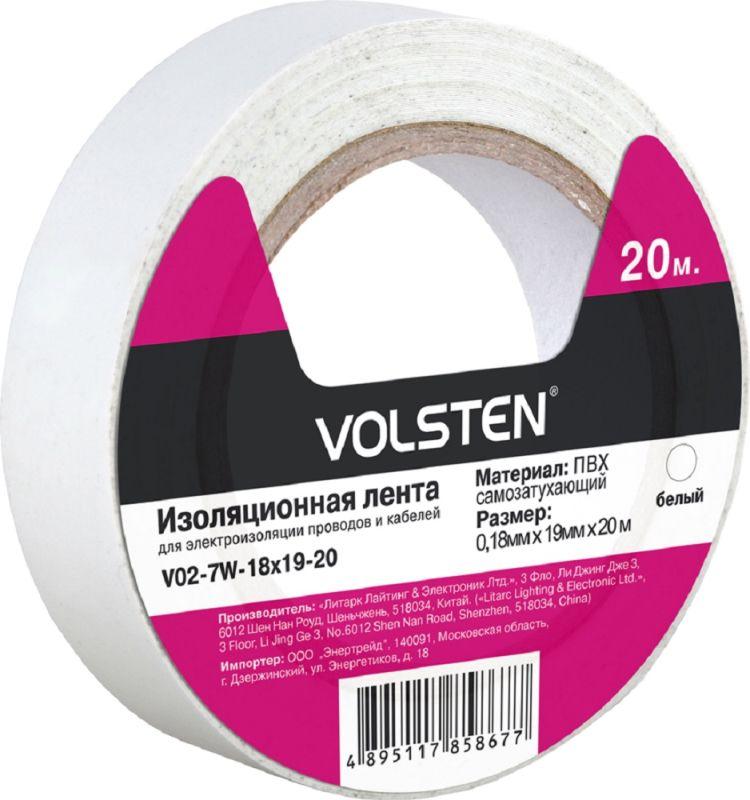 Изолента V02-7W-18х19-20 0.18х19мм (рул.20м) бел. Volsten 9783