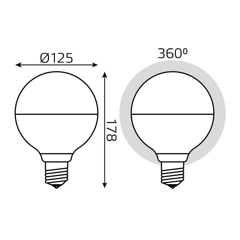 Лампа светодиодная филаментная Black Filament 9Вт G125 шар матовая 4100К нейтр. бел. E27 890лм GAUSS