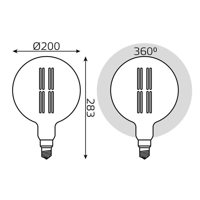 Лампа светодиодная филаментная Black Filament 6Вт G200 шар золотая 2700К тепл. бел. E27 890лм GAUSS 