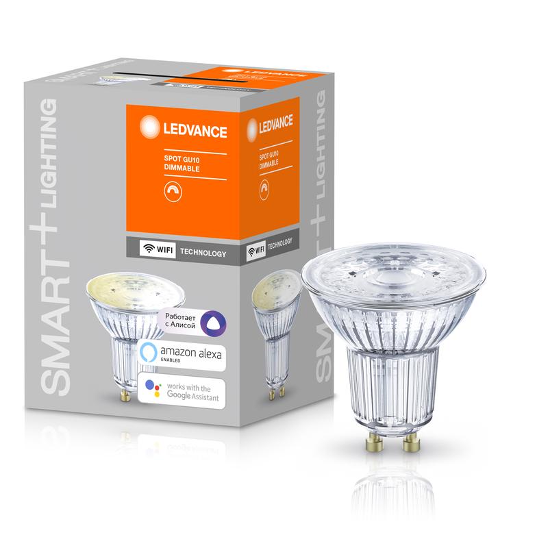 Лампа светодиодная SMART+ WiFi SPOT GU10 Dimmable 40 45град. 5Вт/2700К GU10 LEDVANCE 4058075485655