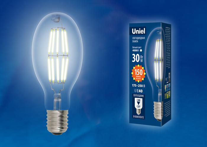 Лампа светодиодная LED-ED90-30W/DW/E40/CL GLP05TR колба прозр. свет дневной бел. 6500К упак. картон 