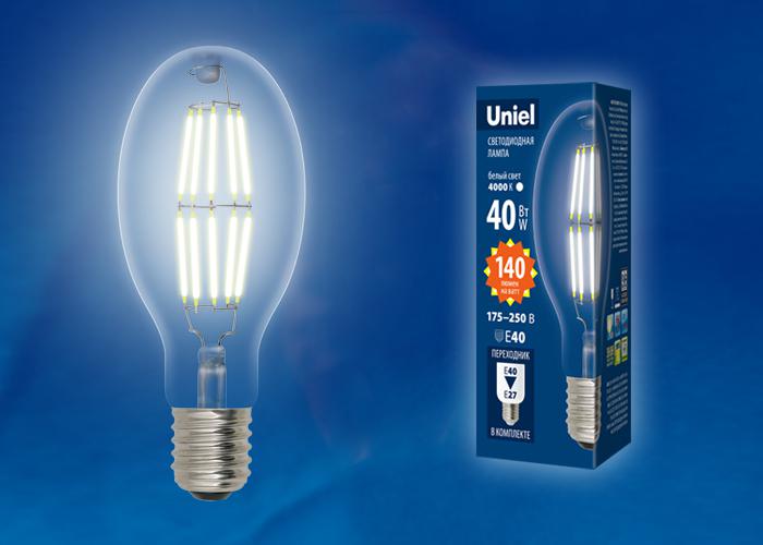 Лампа светодиодная LED-ED90-40W/DW/E40/CL GLP05TR колба прозр. свет дневной бел. 6500К упак. картон.