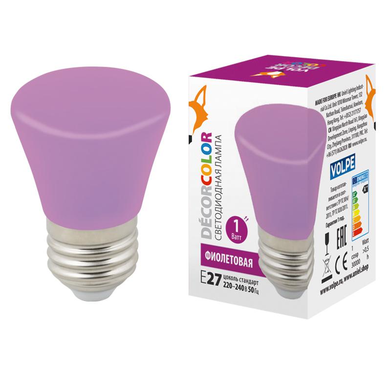 Лампа светодиодная LED-D45-1W/PURPLE/E27/FR/С BELL Колокольчик 1Вт матовая фиолет. E27 декоративная 