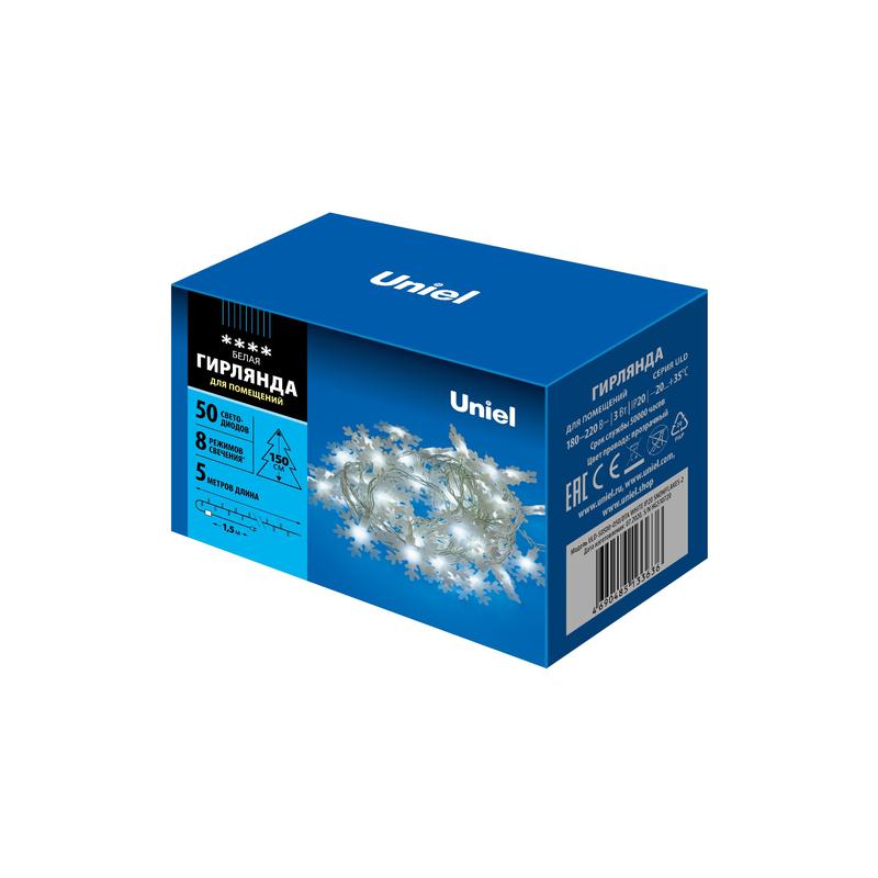 Гирлянда LED "Снежинки-2" ULD-S0500-050/DTA WHITE IP20 SNOWFLAKES-2 5м 50 диодов бел. свет провод пр