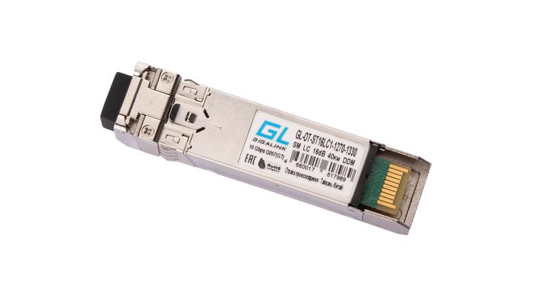 Модуль SFP+WDM 10Гбит/с одно волокно SM LC Tx:1270/Rx:1330нм 16дБ до 40км DDM GIGALINK GL-OT-ST16LC1