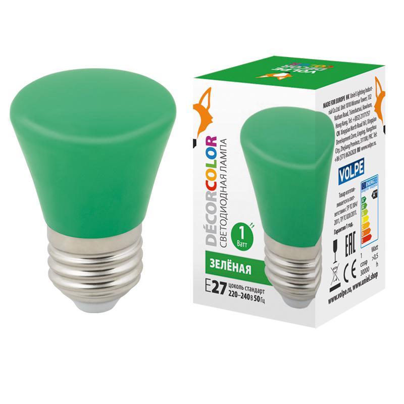 Лампа светодиодная LED-D45-1W/GREEN/E27/FR/С BELL Колокольчик 1Вт матовая зел. E27 декоративная (упа