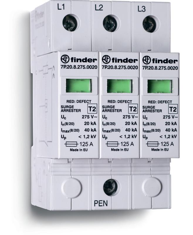 Устройство защиты от импульсных перенапряжений УЗИП тип 2 (3 варистора) модульный 52.5мм IP20 FINDER