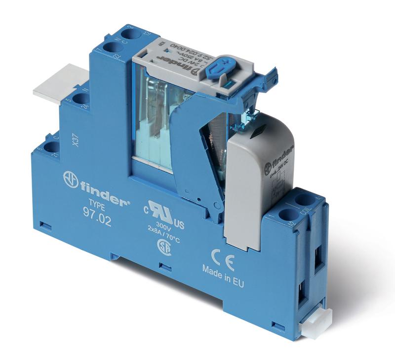Модуль интерфейсный электромеханич. реле 2CO 8А AgNi 230В AC IP20 винт. клеммы пластик. клипса LED +