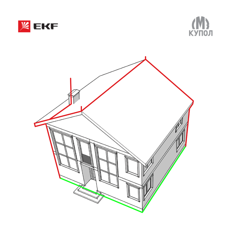 Комплект молниезащиты частного дома габ. 8х8м PROxima EKF lp-8x8