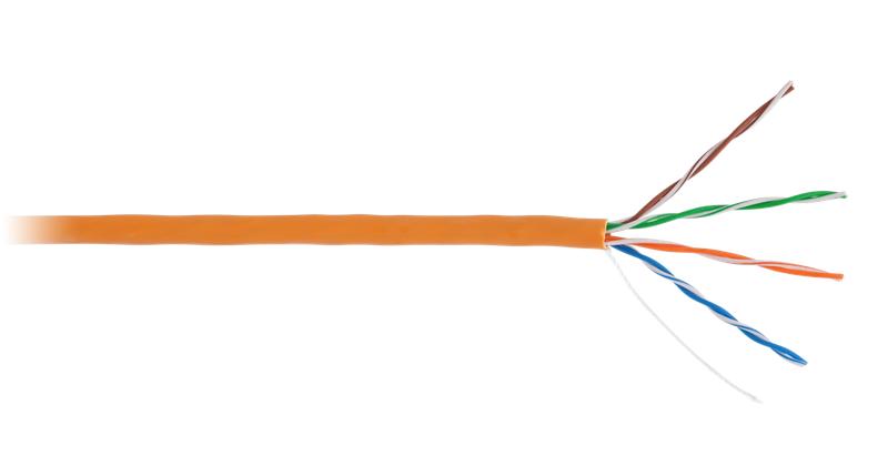 Кабель U/UTP кат.5E (класс D) 4 пары 100МГц ОЖ BC чистая медь внутр. LSZH нг(B)-HF оранж. (уп.305м) 