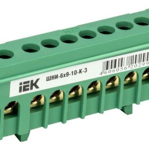 Шина PE "земля" в корп. изол. на DIN-рейку ШНИ-6х9-10-К-З IEK YNN10-69-10KD-K06