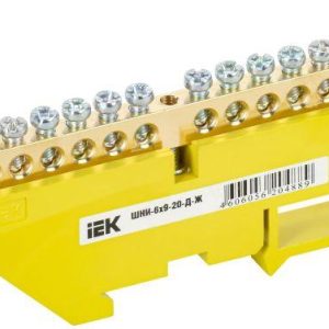 Шина PE "земля" на DIN-изоляторе ШНИ-6х9-20-Д-Ж IEK YNN10-69-20D-K05