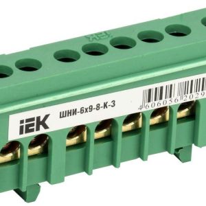 Шина PE "земля" в корп. изол. на DIN-рейку ШНИ-6х9-8-К-З зел. IEK YNN10-69-8KD-K06