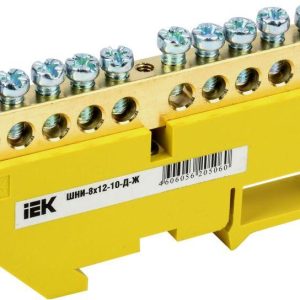 Шина PE "земля" на DIN-изол. ШНИ-8х12-10-Д-Ж IEK YNN10-812-10D-K05