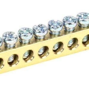 Шина PEN "земля-ноль" 6х9мм 10/2 (10групп/крепеж по краям) IEK YNN11-10-100