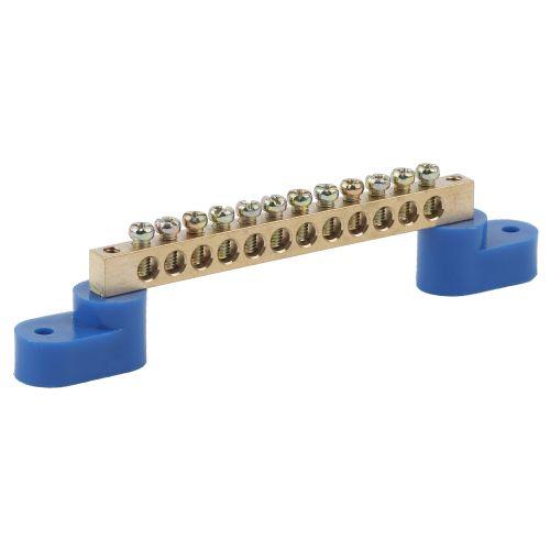 Шина N "ноль" на двух угловых изоляторах ШНИ-8х12-18-У2 NO-222-72 син. (уп.10шт) Эра Б0033380