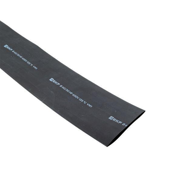 Трубка термоусадочная ТУТ нг 60/30 черн. 1м PROxima (уп.25м) EKF tut-60-b-1m