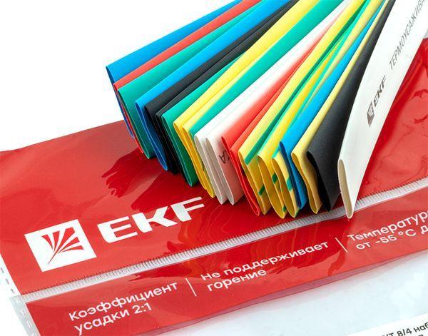 Набор трубок термоусадочных ТУТ нг тонкостен. 12/6 (7 цветов по 3шт 100мм) EKF tut-n-12