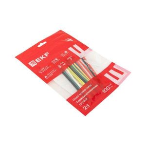 Набор трубок термоусадочных ТУТ нг тонкостен. 2/1 (7 цветов по 3шт 100мм) EKF tut-n-2