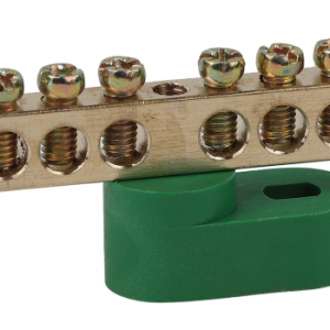 Шина PE земля на одном угловом изоляторе ШНИ-6х9-8-У1-Зелен