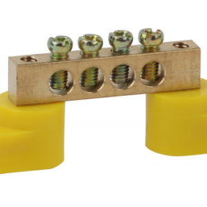 Шина PE земля на двух угловых изоляторах ШНИ-6х9-4-У2-Желты