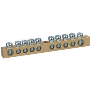 Шина NO-122-15 PEN "земля-ноль" 6х9мм 10/1 с креплениями по центру латунь ЭРА Б0047229