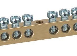 Шина NO-122-17 PEN "земля-ноль" 6х9мм 14/1 с креплениями по центру латунь ЭРА Б0047231