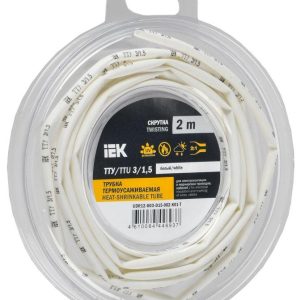 Трубка термоусадочная ТТУ нг-LS 3/1.5 бел. (уп.2м) IEK UDR12-003-D15-002-K01-T