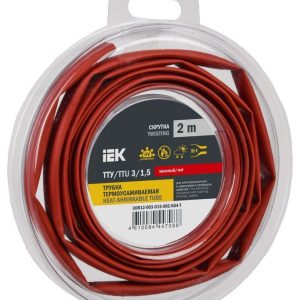 Трубка термоусадочная ТТУ нг-LS 3/1.5 красн. (уп.2м) IEK UDR12-003-D15-002-K04-T