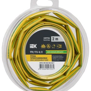 Трубка термоусадочная ТТУ нг-LS 4/2 желт./зел. (уп.2м) IEK UDR12-004-002-002-K52-T