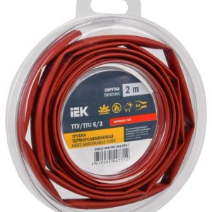 Трубка термоусадочная ТТУ нг-LS 6/3 красн. (уп.2м) IEK UDR12-006-003-002-K04-T