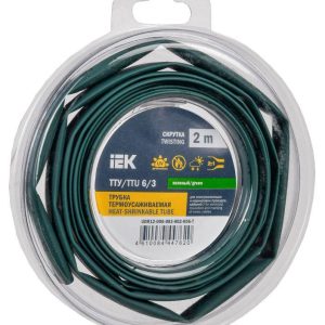 Трубка термоусадочная ТТУ нг-LS 6/3 зел. (уп.2м) IEK UDR12-006-003-002-K06-T