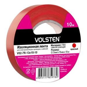 Изолента V02-7R-13х15-10 0.13х15мм (рул.10м) красн. Volsten 10284