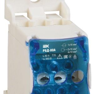Блок распределительный на DIN-рейку РБД-80А IEK RBD-80 (блок распределительный на din рейку рбд 80а iek rbd 80), шт