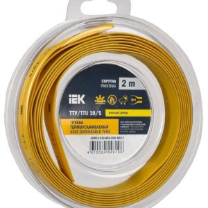Трубка термоусадочная ТТУ нг-LS 10/5 желт. (уп.2м) IEK UDR12-010-005-002-K05-T
