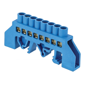 Шина нулевая N 8х12 8 отвер. латунь син. нейлоновый корпус комбинированный PROxima EKF sn0-125-8-dn