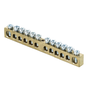 Шина PEN "ноль-земля" 6х9 12 отвер. латунь крепеж по центру PROxima EKF sn0-63-12
