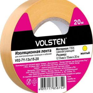 Изолента V02-7Y-13х15-20 0.13х15мм (рул.20м) желт. Volsten 9791