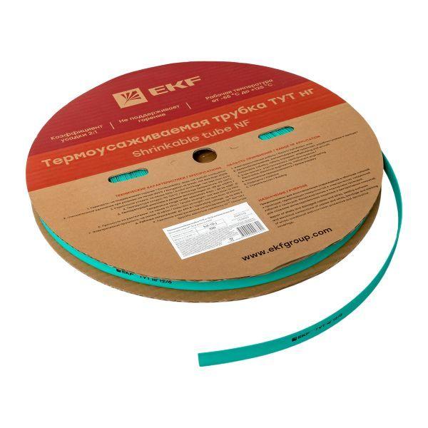 Трубка термоусадочная ТУТ нг 12/6 зел. (уп.100м) EKF tut-12-j
