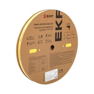 Трубка термоусадочная ТУТ нг 16/8 желт. (уп.100м) EKF tut-16-y