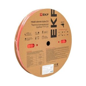 Трубка термоусадочная ТУТ нг 6/3 красн. (уп.100м) EKF tut-6-r
