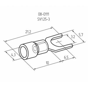 Наконечник вилочный изолированный (VS 1.25-3) (уп.100шт) Rexant 08-0111