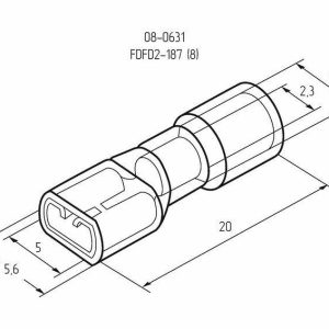 Клемма плоская изол. (штекер) VF 2-187(8) А (уп.100шт) Rexant 08-0631