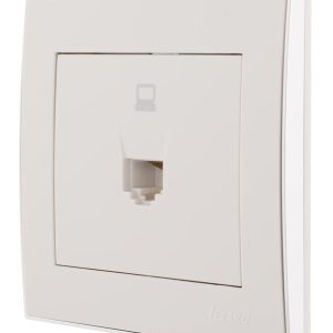 Розетка компьютерная 1-м СП Rain RJ45 с хром. боковой вставкой бел. LEZARD 703-0225-139