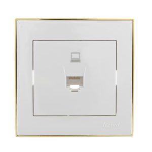 Розетка компьютерная 1-м СП Rain RJ45 с зол. боковой вставкой бел. LEZARD 703-0226-139