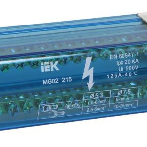 Шина на DIN-рейку в корпусе (кросс-модуль) ШНК 2х15 L+PEN IEK YND10-2-15-125