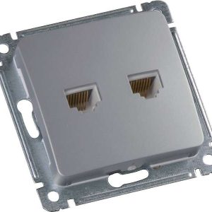 Розетка компьютерная + телефонная 2-м СП механизм серебр. HEGEL РСКТ-440-06